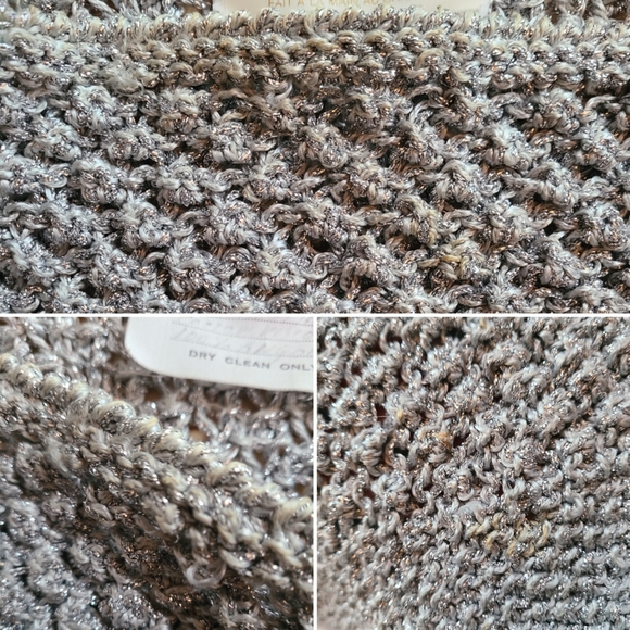 Vintage Canadian Hand Made Silver Knit White Angora  Sweater 80s Sz S - Picture 11 of 15